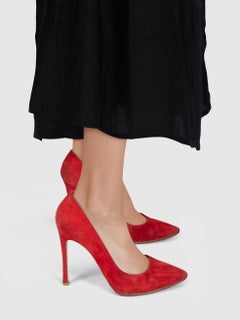 Gianvito Rossi Red Suede Point-Toe Pumps Size IT 37