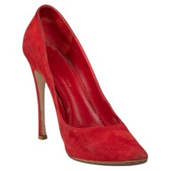 Gianvito Rossi Red Suede Point-Toe Pumps Size IT 37