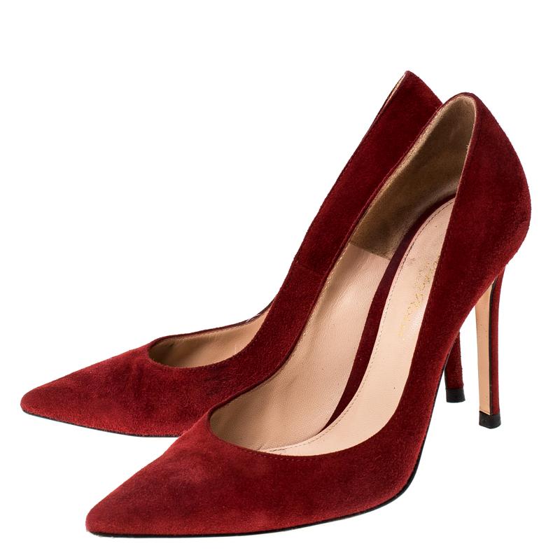 Gianvito Rossi Red Suede Pointed Toe Pumps Size 36 3