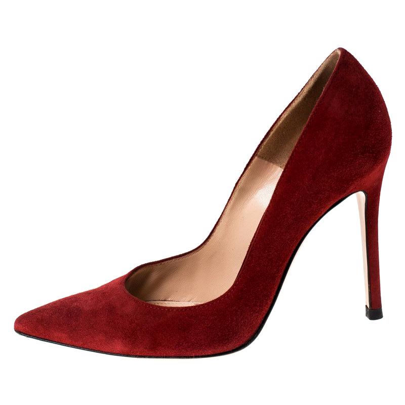 Gianvito Rossi Red Suede Pointed Toe Pumps Size 36