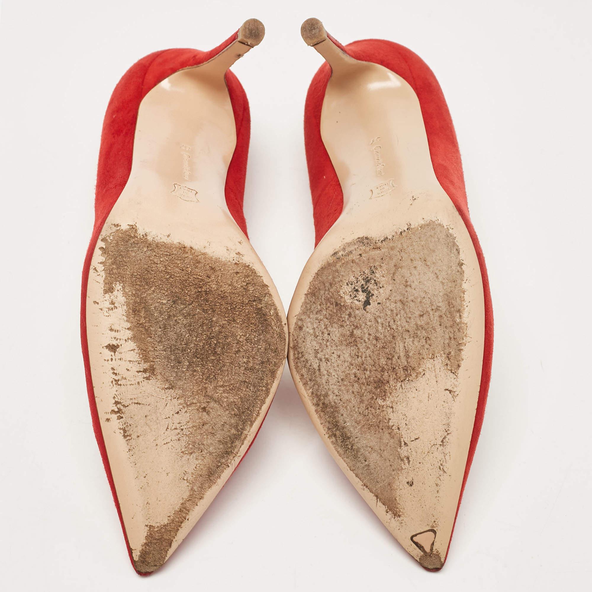 Gianvito Rossi escarpins à bout pointu en daim rouge, taille 37 en vente 1