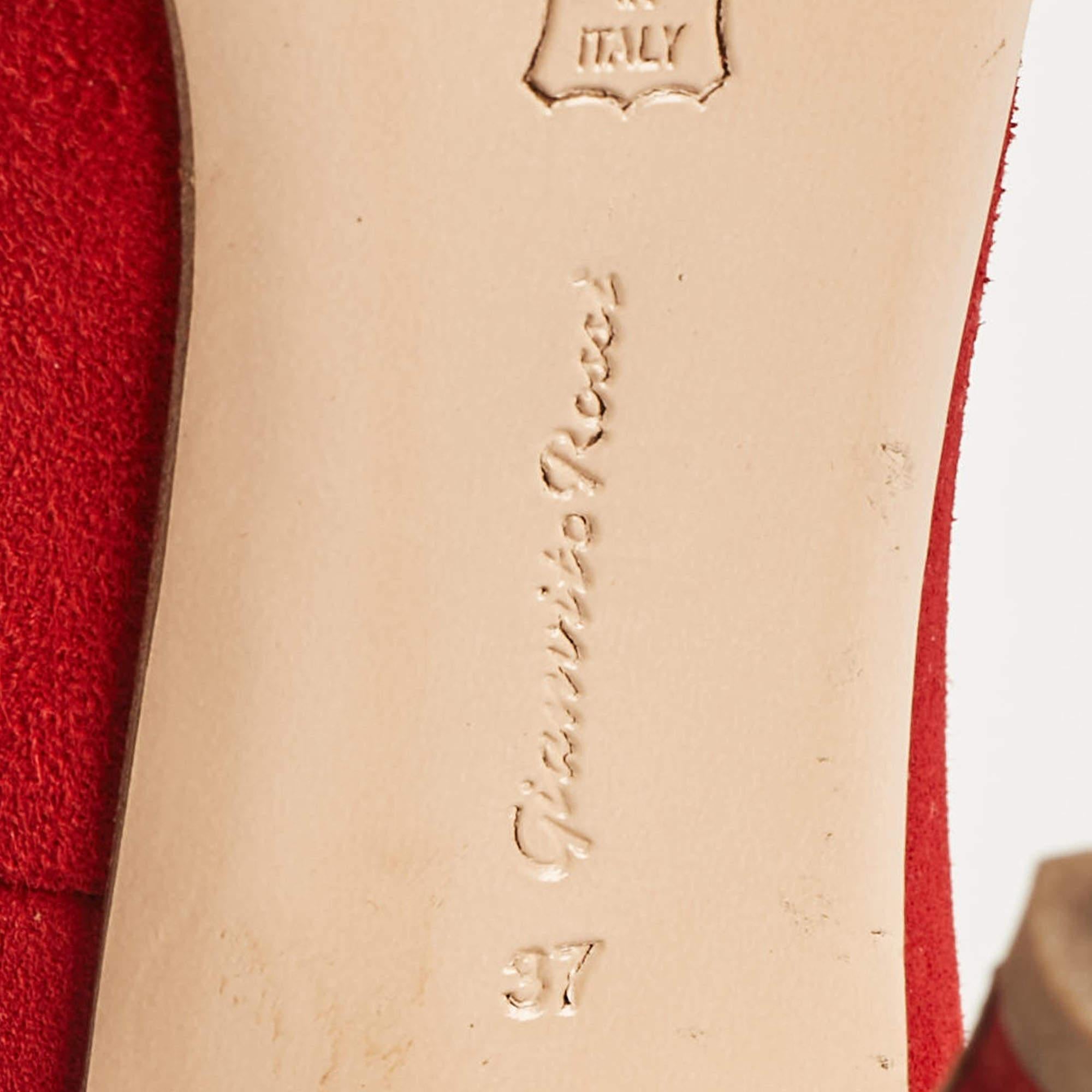 Gianvito Rossi escarpins à bout pointu en daim rouge, taille 37 en vente 2