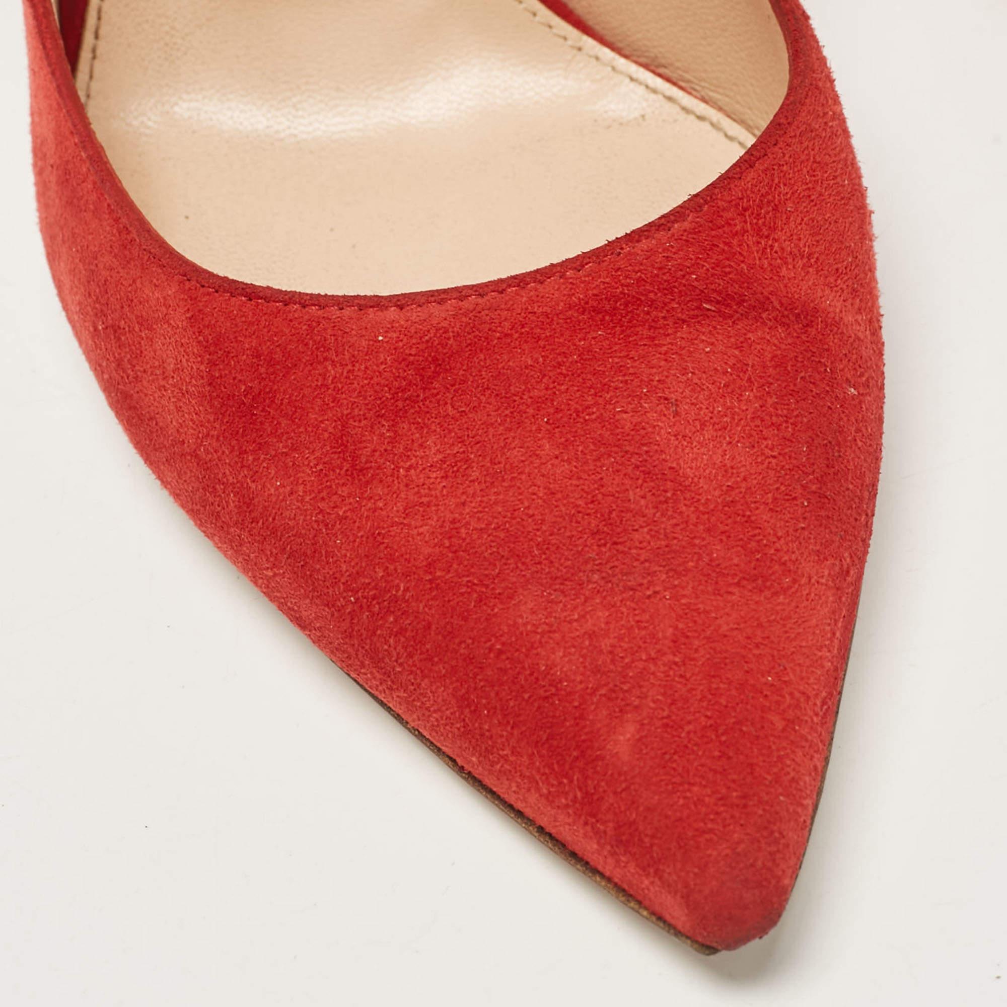Gianvito Rossi escarpins à bout pointu en daim rouge, taille 37 en vente 3