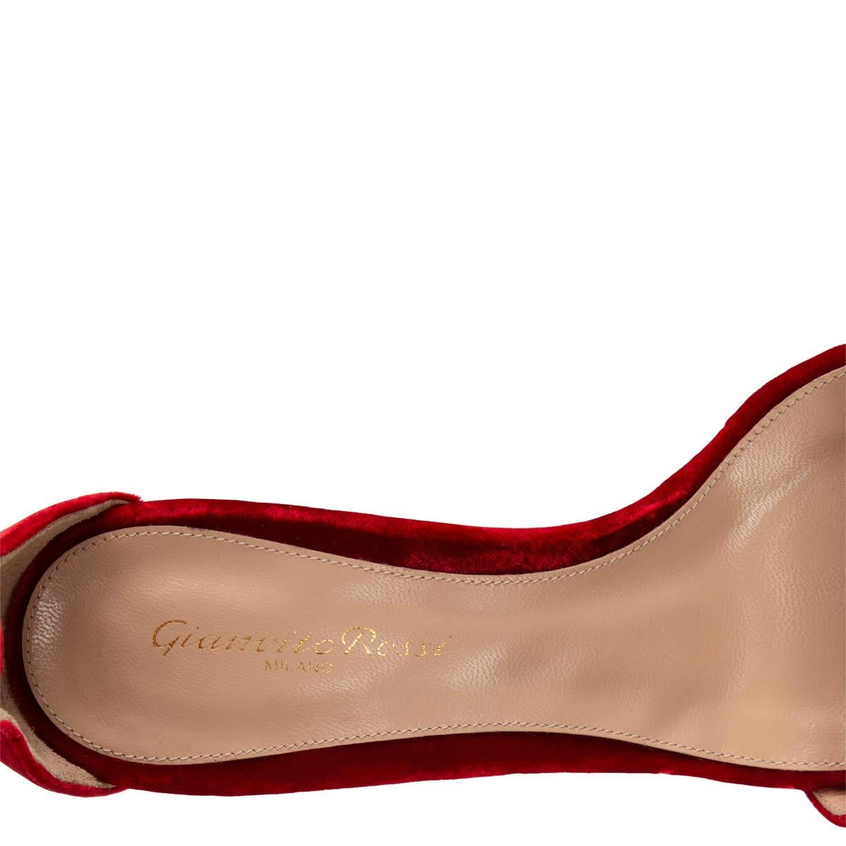 Red GIANVITO ROSSI red velvet VERSILIA 60 Sandals Shoes 38 For Sale
