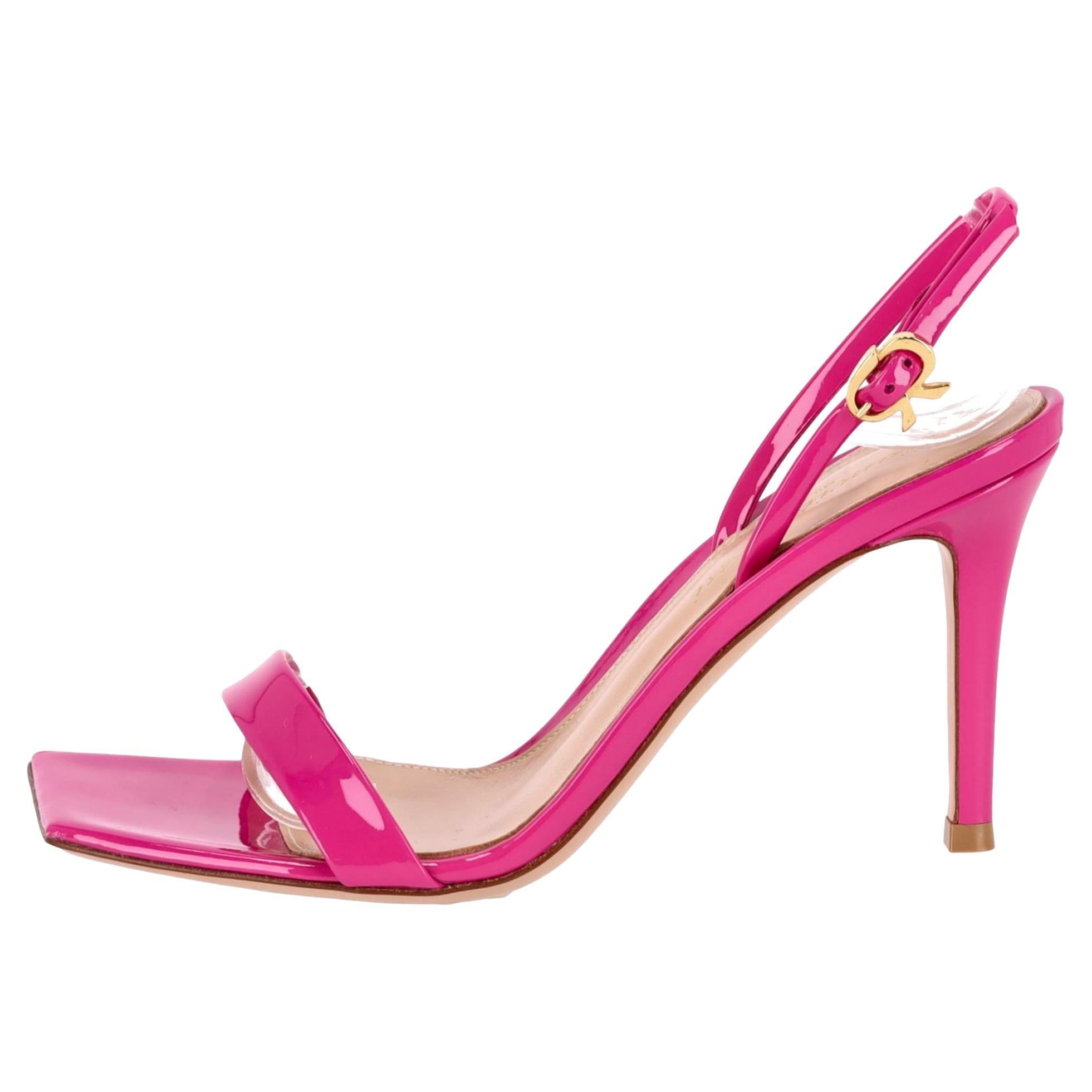 Gianvito Rossi Ribbon Buckle Patent Leather Sandals
