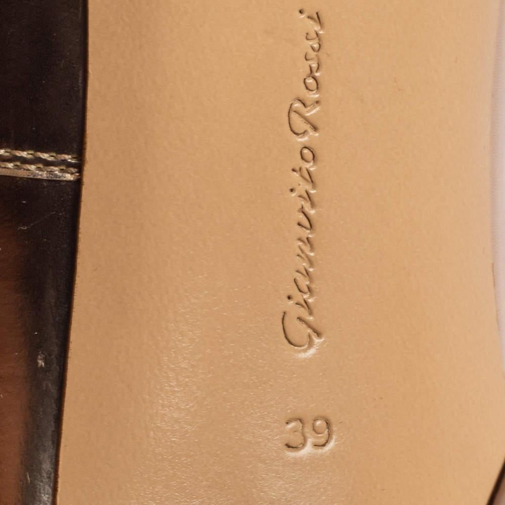 Gianvito Rossi Rose Gold/Beige Leather and Suede Pointed Toe Pumps Size 39 3