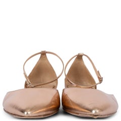 GIANVITO ROSSI rose gold leather GIA Ankle Strap Flats Shoes 39.5