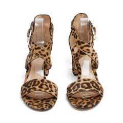 Gianvito Rossi Sandales EU38.5 Panther Print Leather Sandals Heels UK5.5 US8