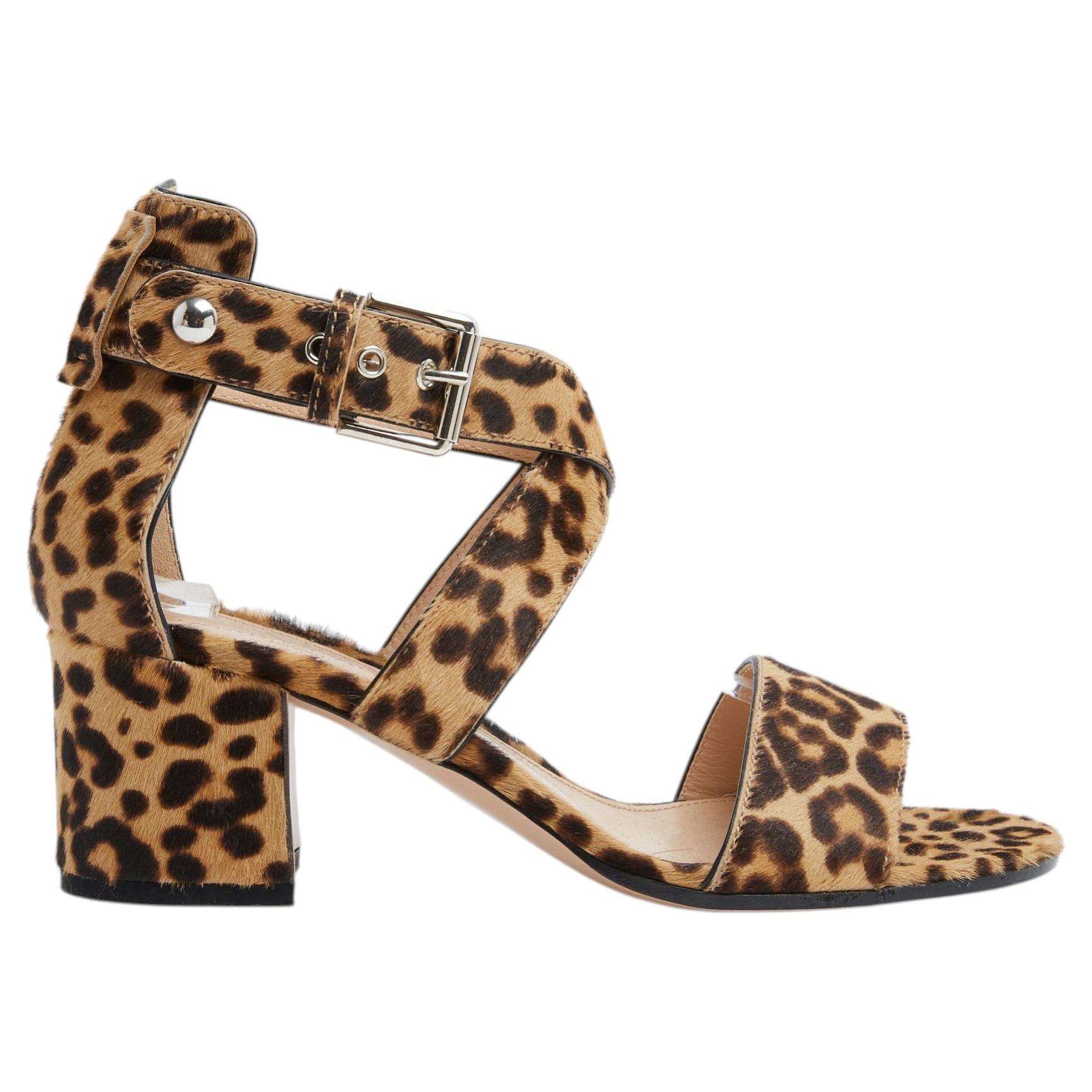 Gianvito Rossi Sandales EU38.5 Panther Print Leather Sandals Heels UK5.5 US8