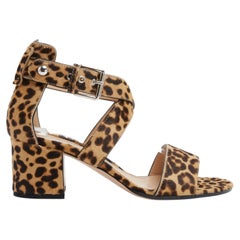 Gianvito Rossi Sandales EU38.5 Panther Print Leather Sandals Heels UK5.5 US8