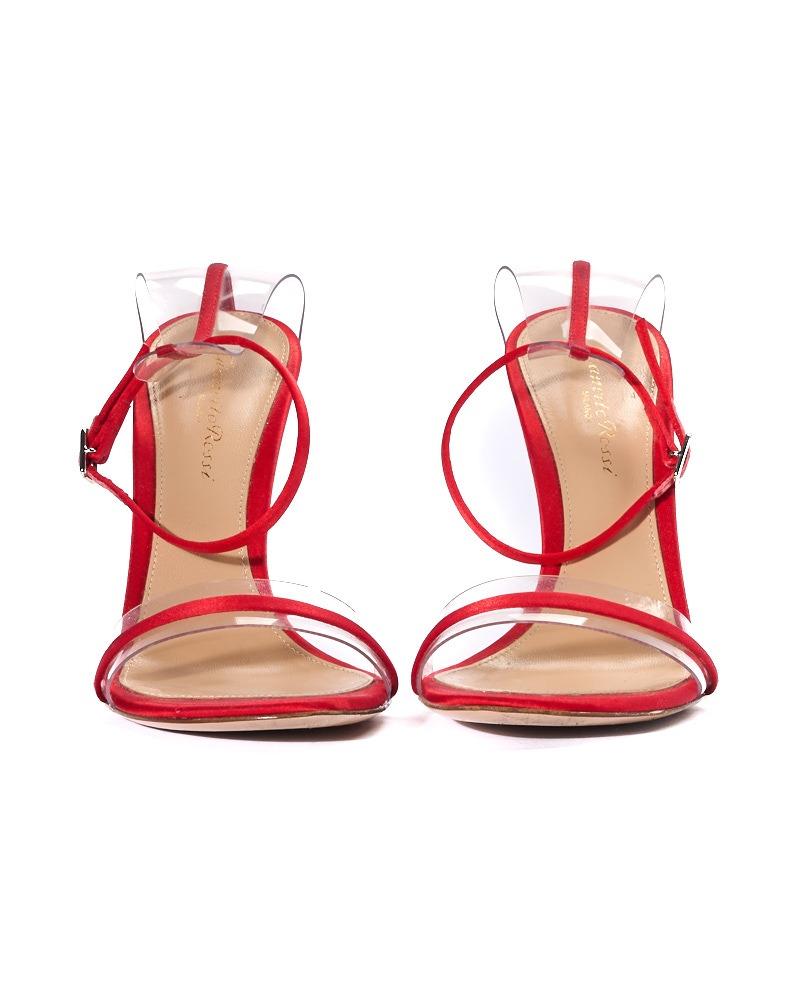 Gianvito Rossi Sandalia String Satén Rojo en venta 1