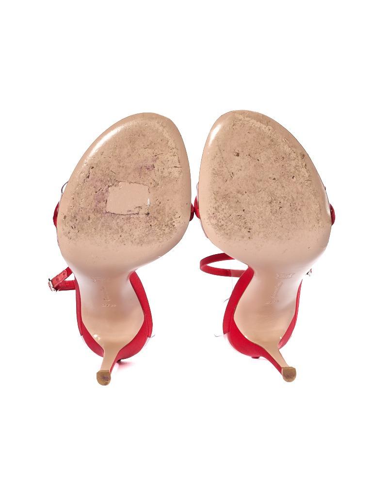 Gianvito Rossi Sandalia String Satén Rojo en venta 3