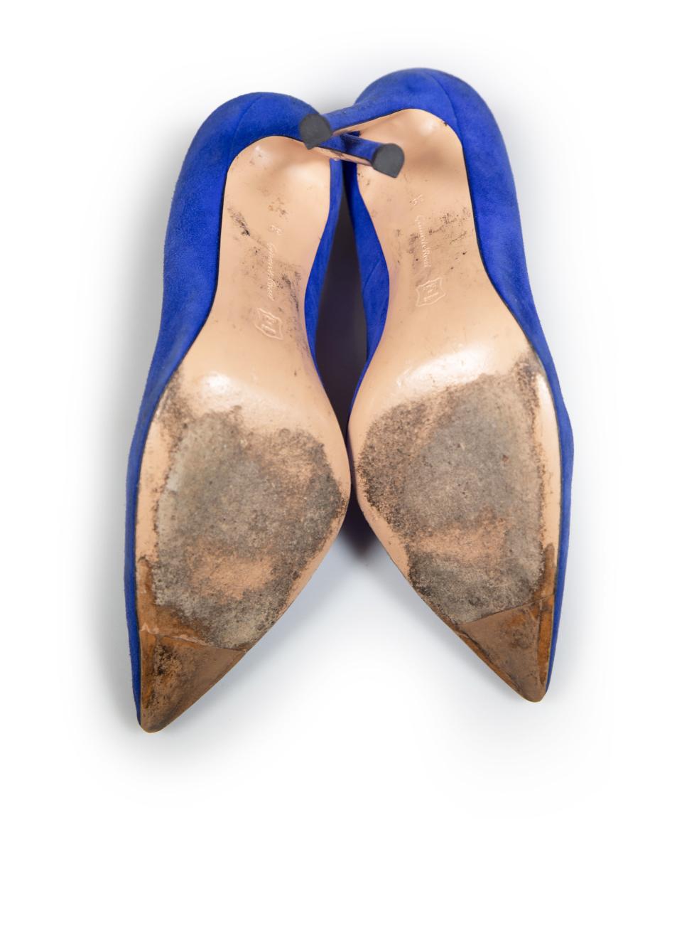 Women's Gianvito Rossi Sapphire Blue Suede Pumps Size IT 36