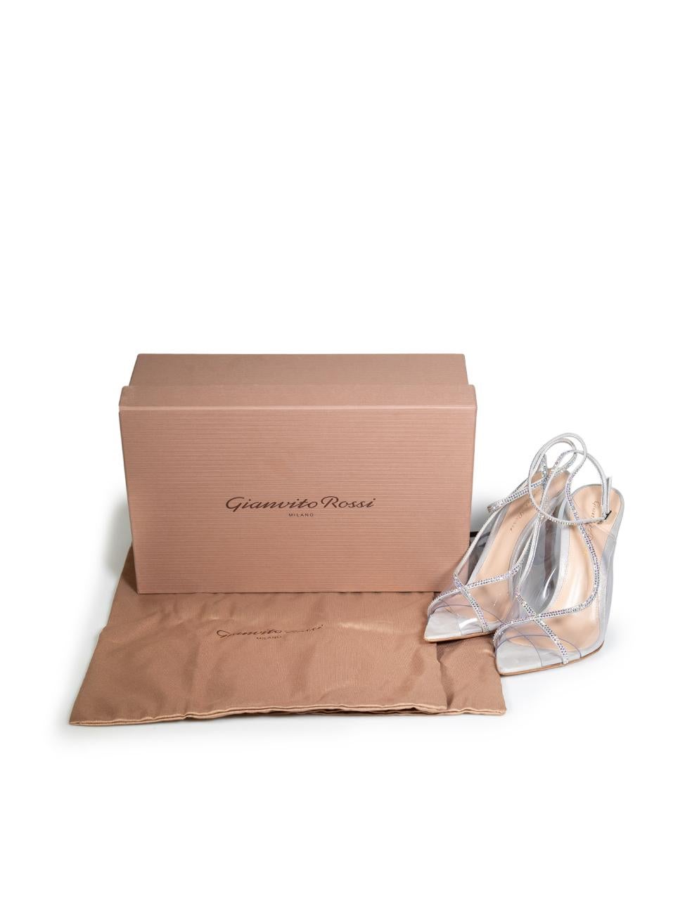 Gianvito Rossi Talons Crystelle 105 argentés Taille IT 37 en vente 1