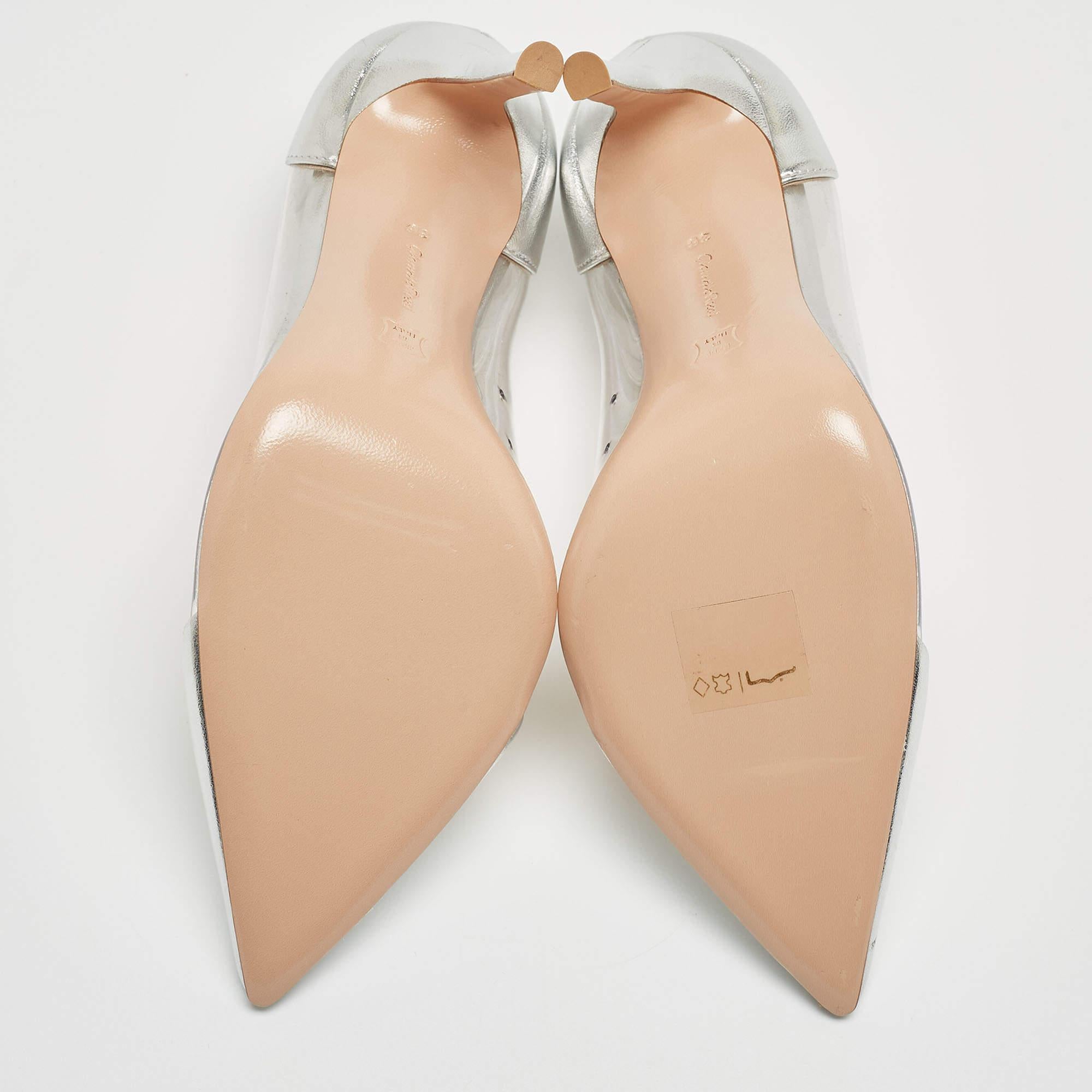 Gianvito Rossi Silver PVC and Leather Plexi Pumps Size 36 For Sale 1