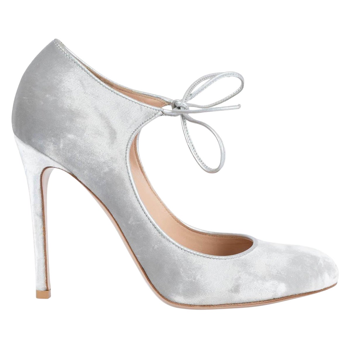 GIANVITO ROSSI silver velvet JOLENE Pumps Shoes 37