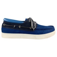 GIANVITO ROSSI Size 8 Blue Two Toned Suede Boat Lace Up Shoes