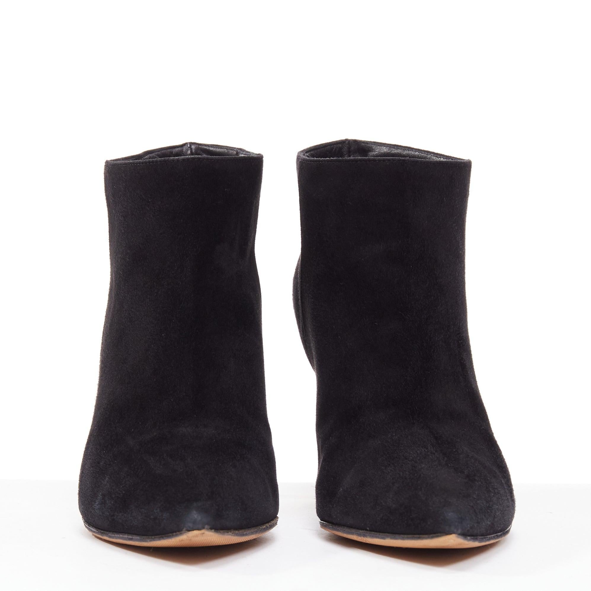 GIANVITO ROSSI Botines Stilo de piel de ante negra con puntera EU37.5 Negro en venta