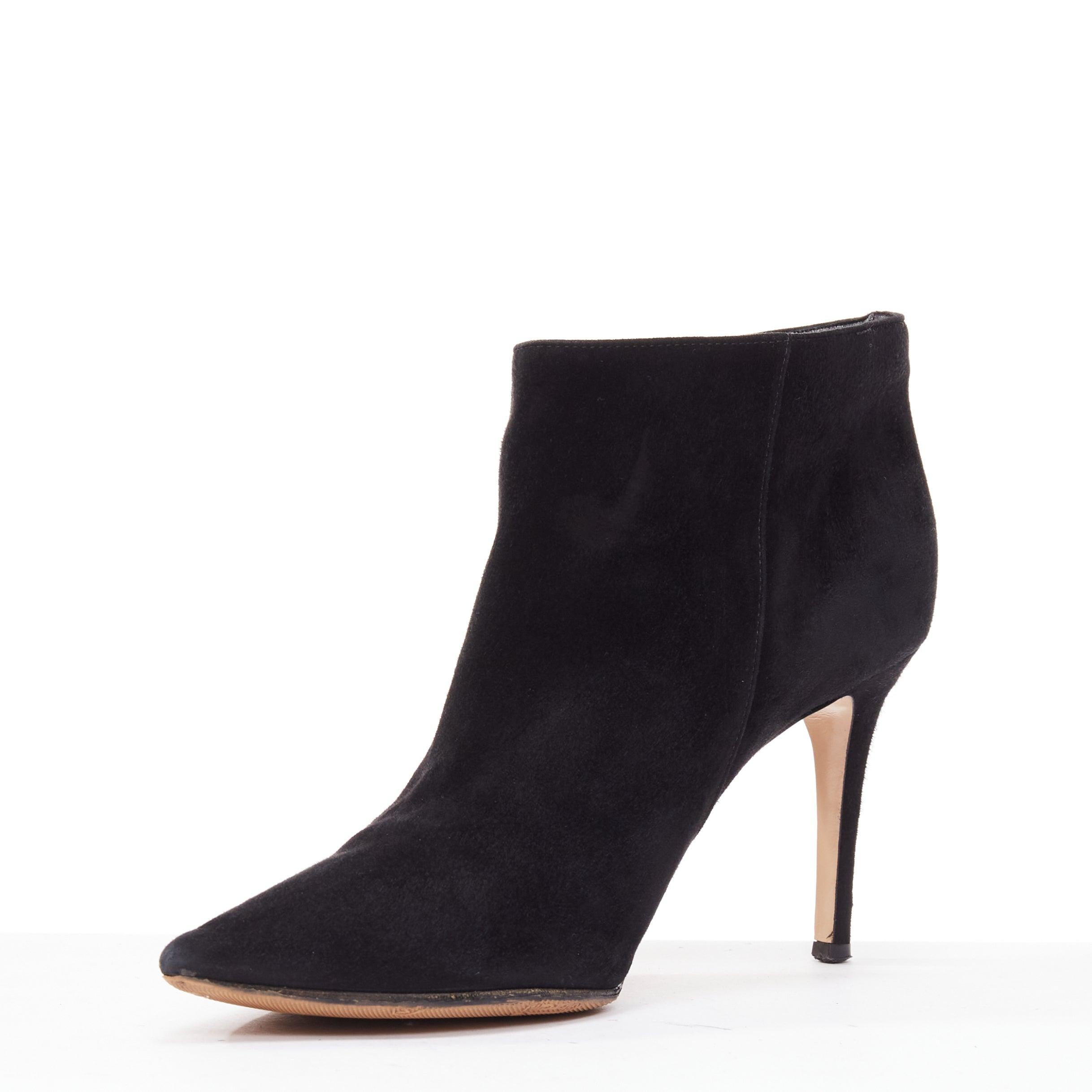 GIANVITO ROSSI Botines Stilo de piel de ante negra con puntera EU37.5 en Bastante bueno estado para la venta en Hong Kong, NT