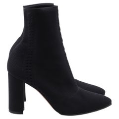 Gianvito Rossi Stretch-Knit Boots in Black Nylon Canvas