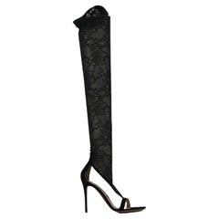 Gianvito Rossi Stretch Lace And Suede Over The Knee Boots Eu 38.5 Uk 5.5 Us 8.5