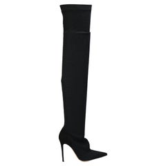 Gianvito Rossi Stretch Mesh And Suede Over The Knee Boots Eu 38 Uk 5 Us 8