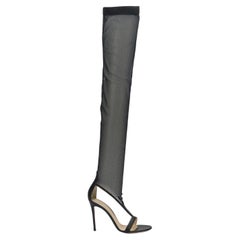 Gianvito Rossi Stretch Mesh & Leather Over The Knee Boots Eu 38.5 Uk 5.5 Us 8.5