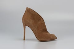 Gianvito Rossi Suede Peep Toe Ankle Boots Eu 38.5 Uk 5.5 Us 8.5