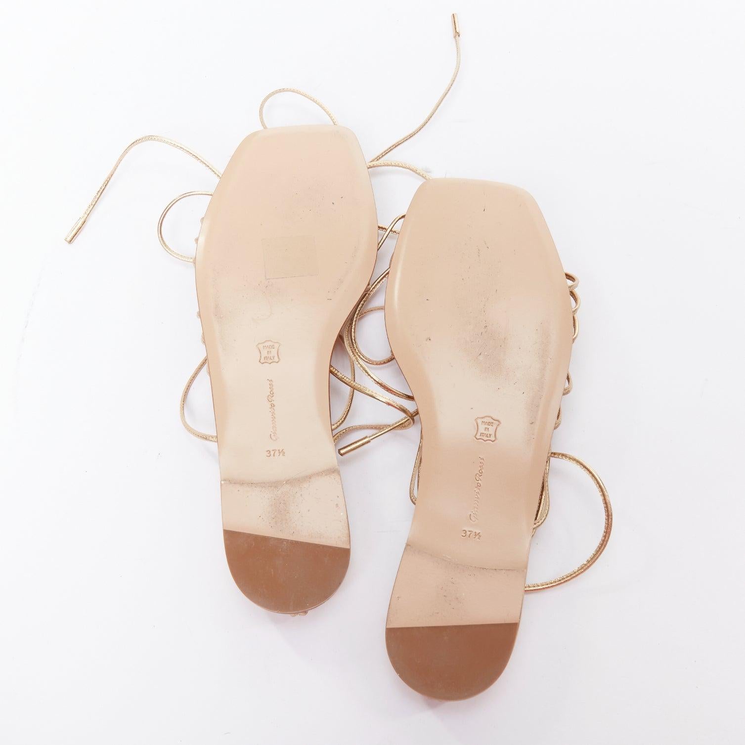 GIANVITO ROSSI Sylvie gold leather strappy flat gladiator sandals EU37.5 For Sale 6