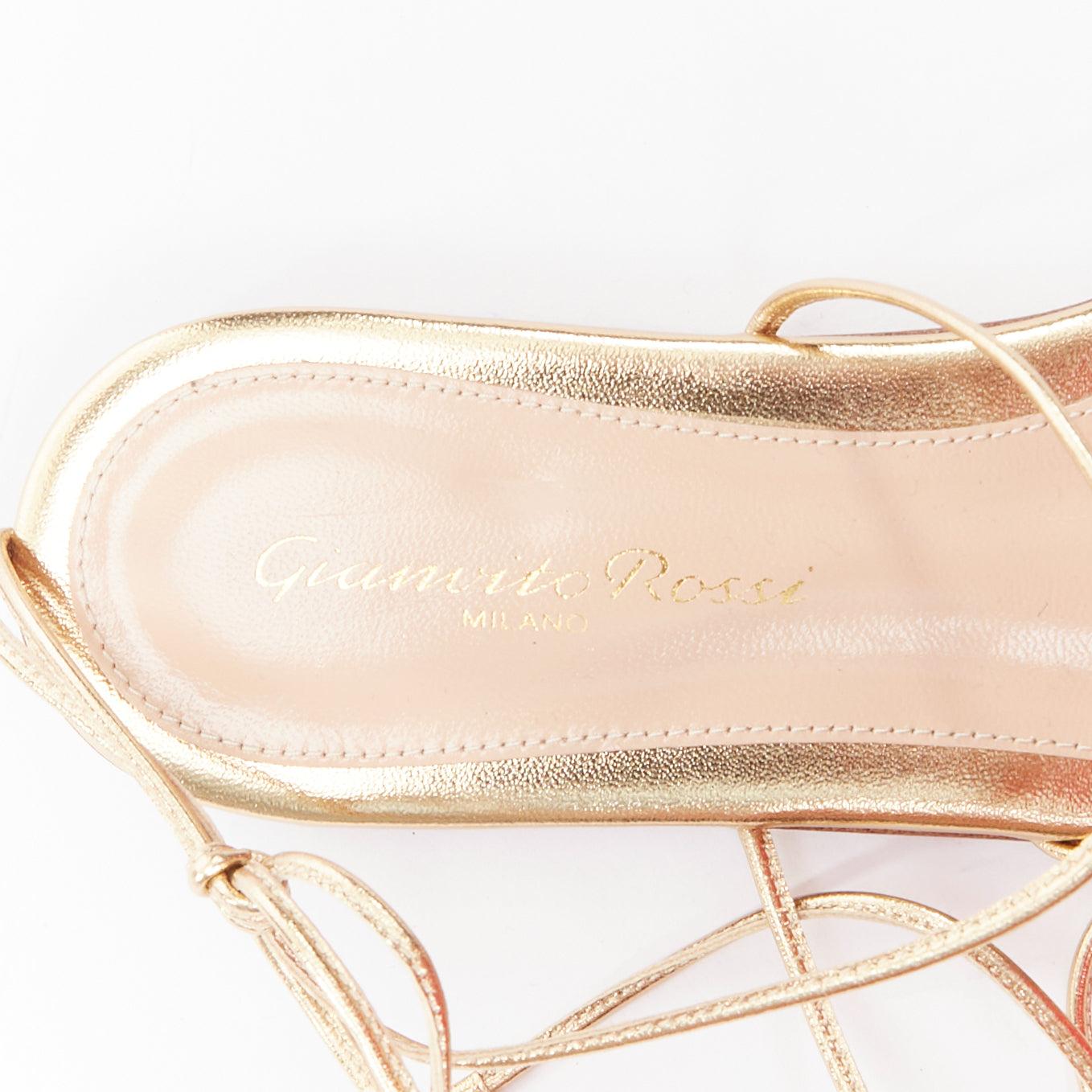 GIANVITO ROSSI Sylvie gold leather strappy flat gladiator sandals EU37.5 For Sale 4