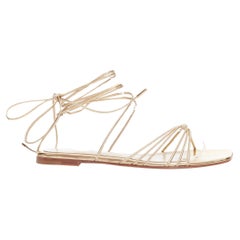 GIANVITO ROSSI Sylvie gold leather strappy flat gladiator sandals EU37.5
