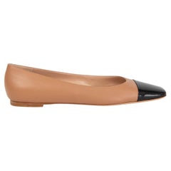 GIANVITO ROSSI tan & black leather SQUARE TOE BALLET Flats Shoes 42