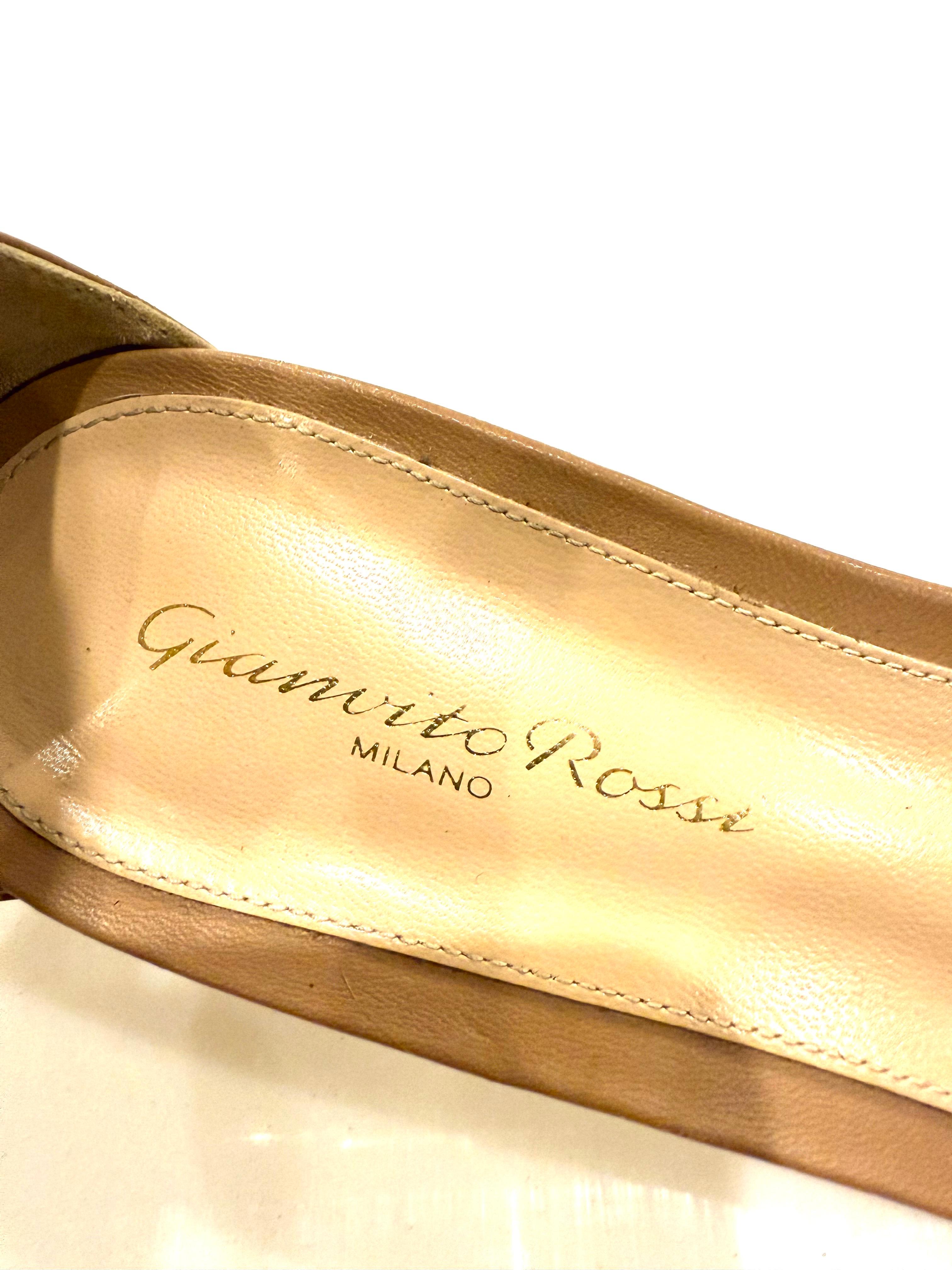 Gianvito Rossi Sandales à talon en cuir fauve - Chic pour l'été  Taille 38.5 en vente 3