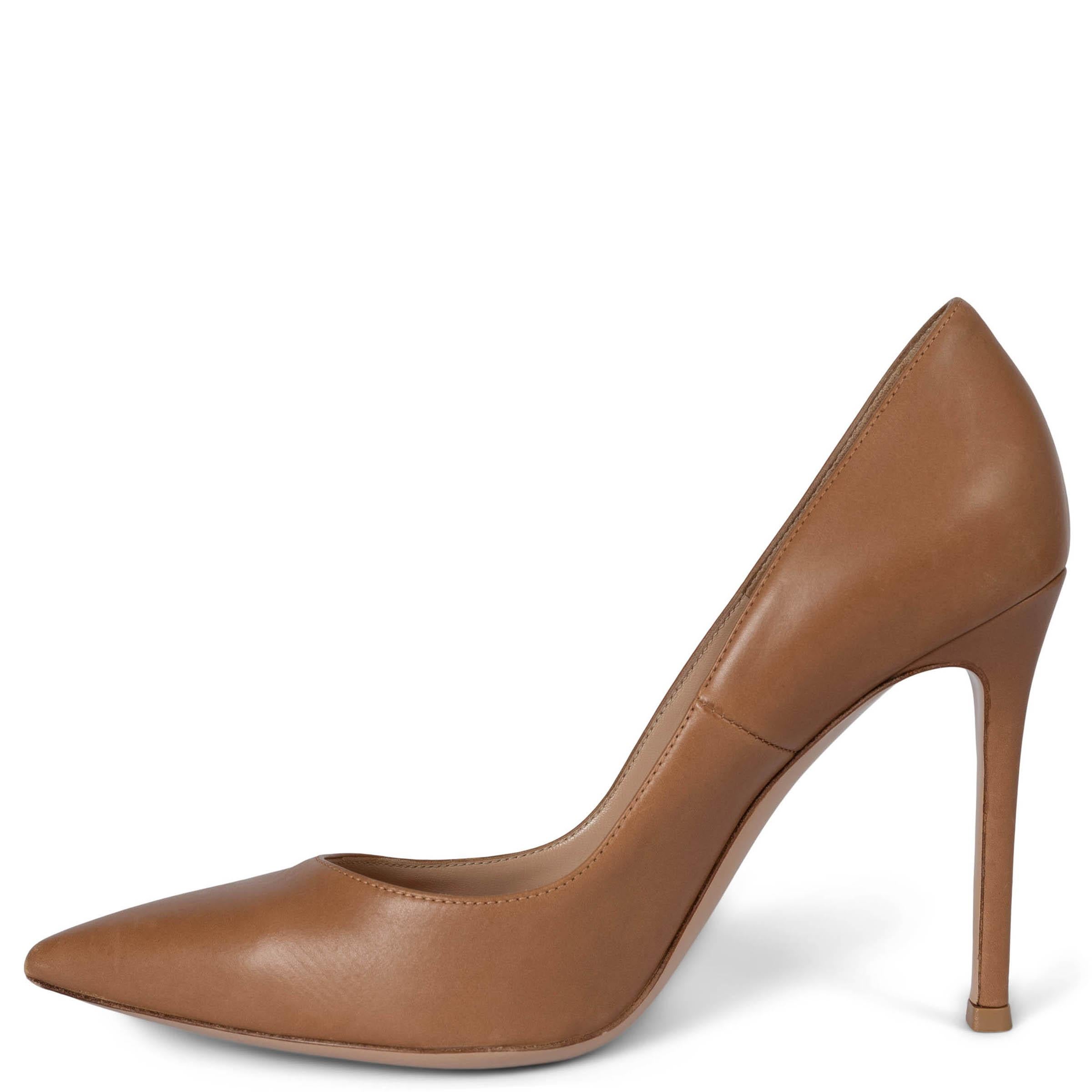 GIANVITO ROSSI cuero marrón GIANVITO 105 PUNTA PUNTA Bombas Zapatos 36.5 Marrón en venta