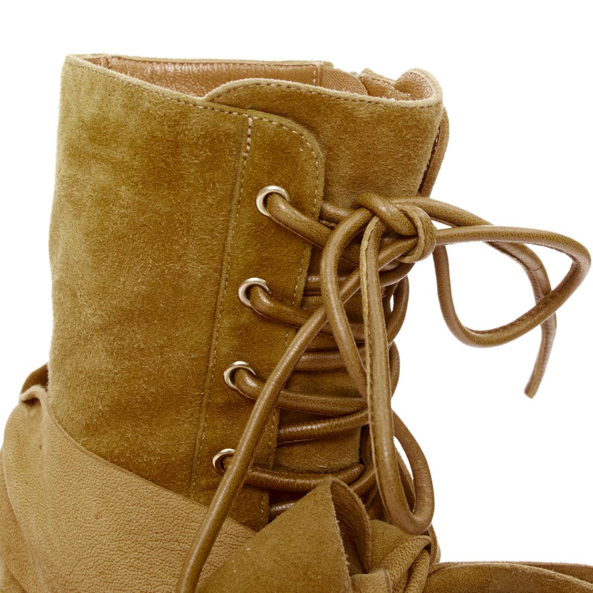 GIANVITO ROSSI Hellbraunes Wildleder mit geflochtenem Riemen und Schleife, Blockabsatz EU37 im Angebot 3