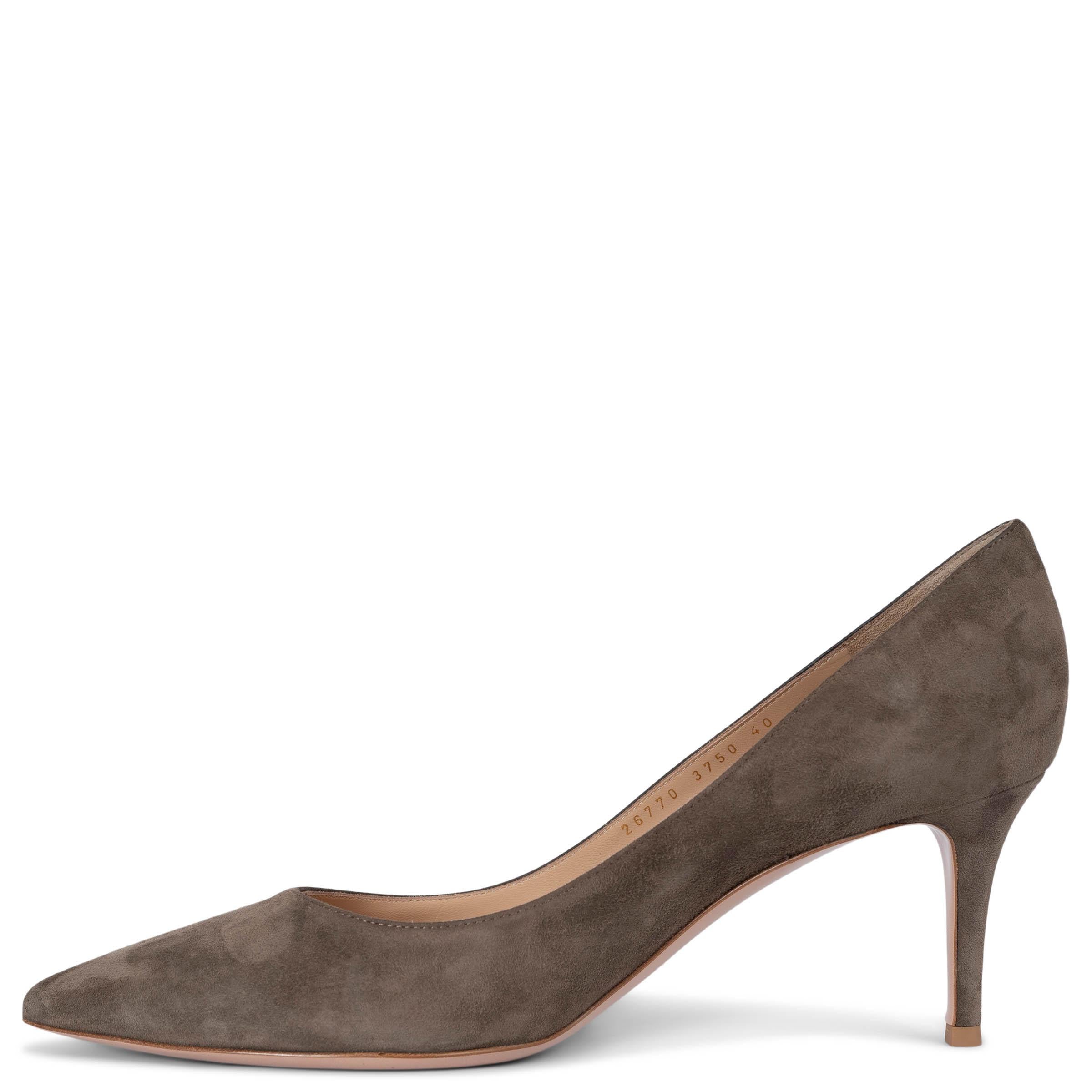 Gray GIANVITO ROSSI taupe suede GIANVITO 70 Pumps Shoes 40 For Sale