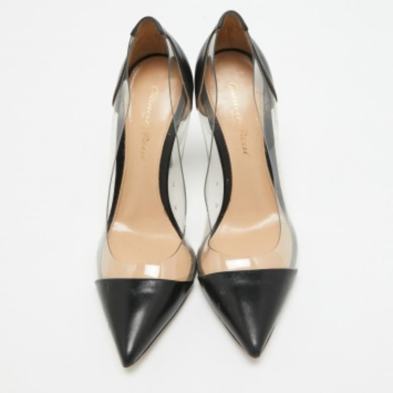 Gianvito Rossi Transparente/Schwarze PVC- und Leder-Plexi-Pumps aus Leder Größe 36 im Zustand „Relativ gut“ im Angebot in Dubai, Al Qouz 2