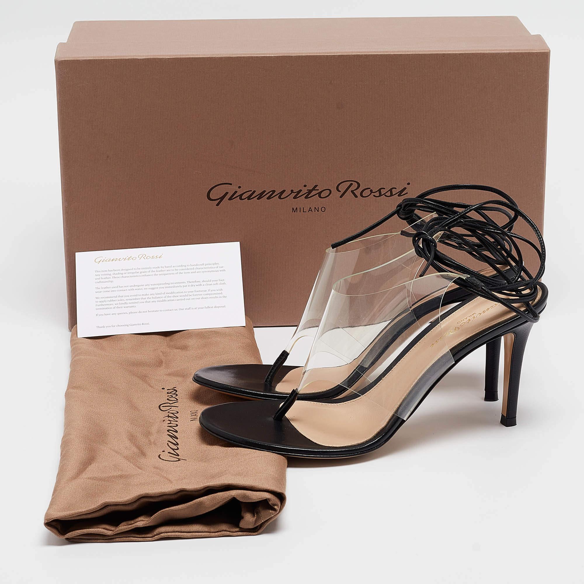 Gianvito Rossi Transparent PVC and Leather Plexi Thong Sandals Size 37.5 1