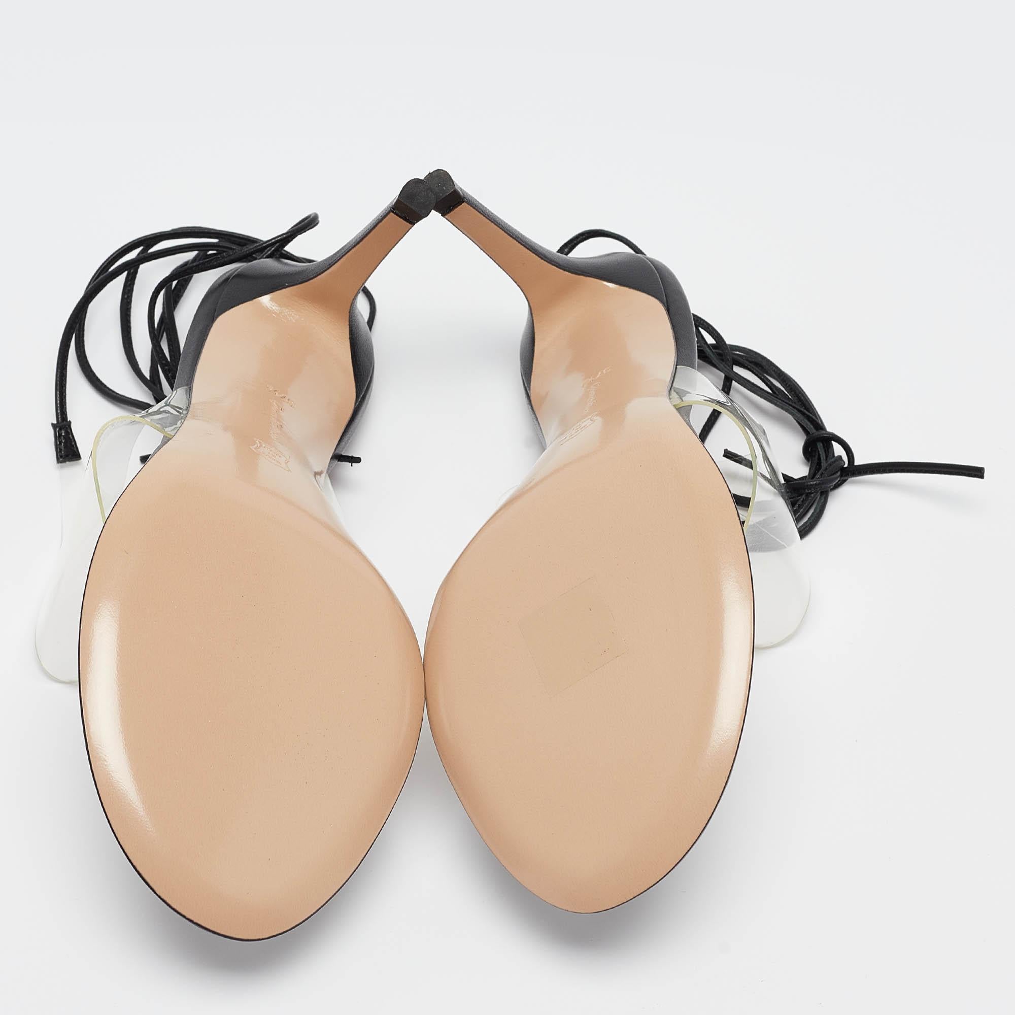 Gianvito Rossi - Sandales longues en plexiglas et cuir transparent, taille 37,5 en vente 4