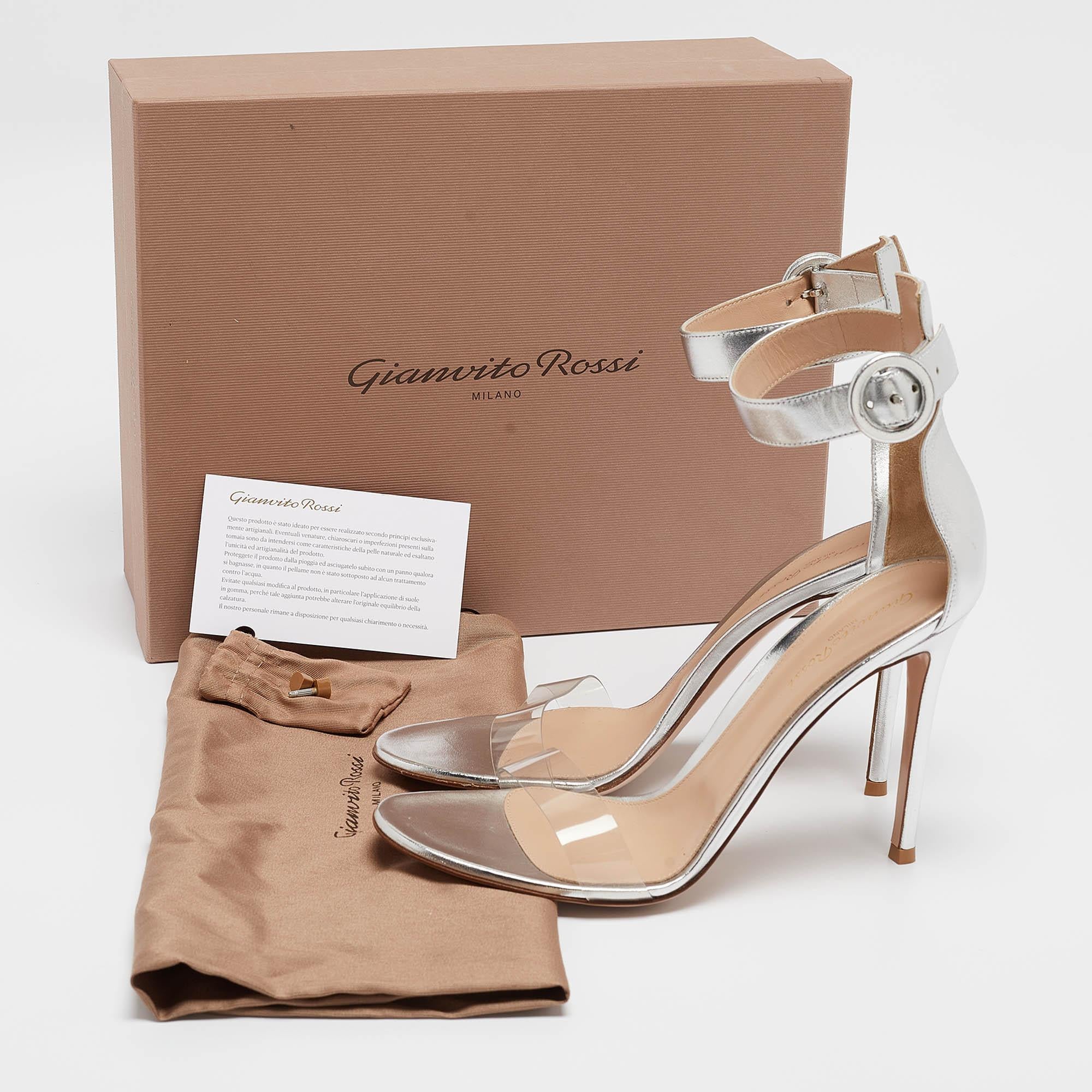 Gianvito Rossi Transparent PVC and Leather Portofino Sandals Size 40.5 For Sale 5