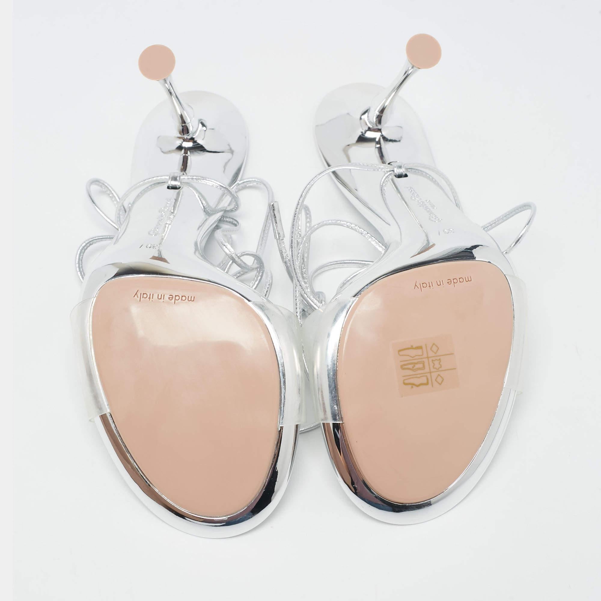 Gianvito Rossi - Sandales à pointes en PVC transparent et cuir, taille 39.5 en vente 1