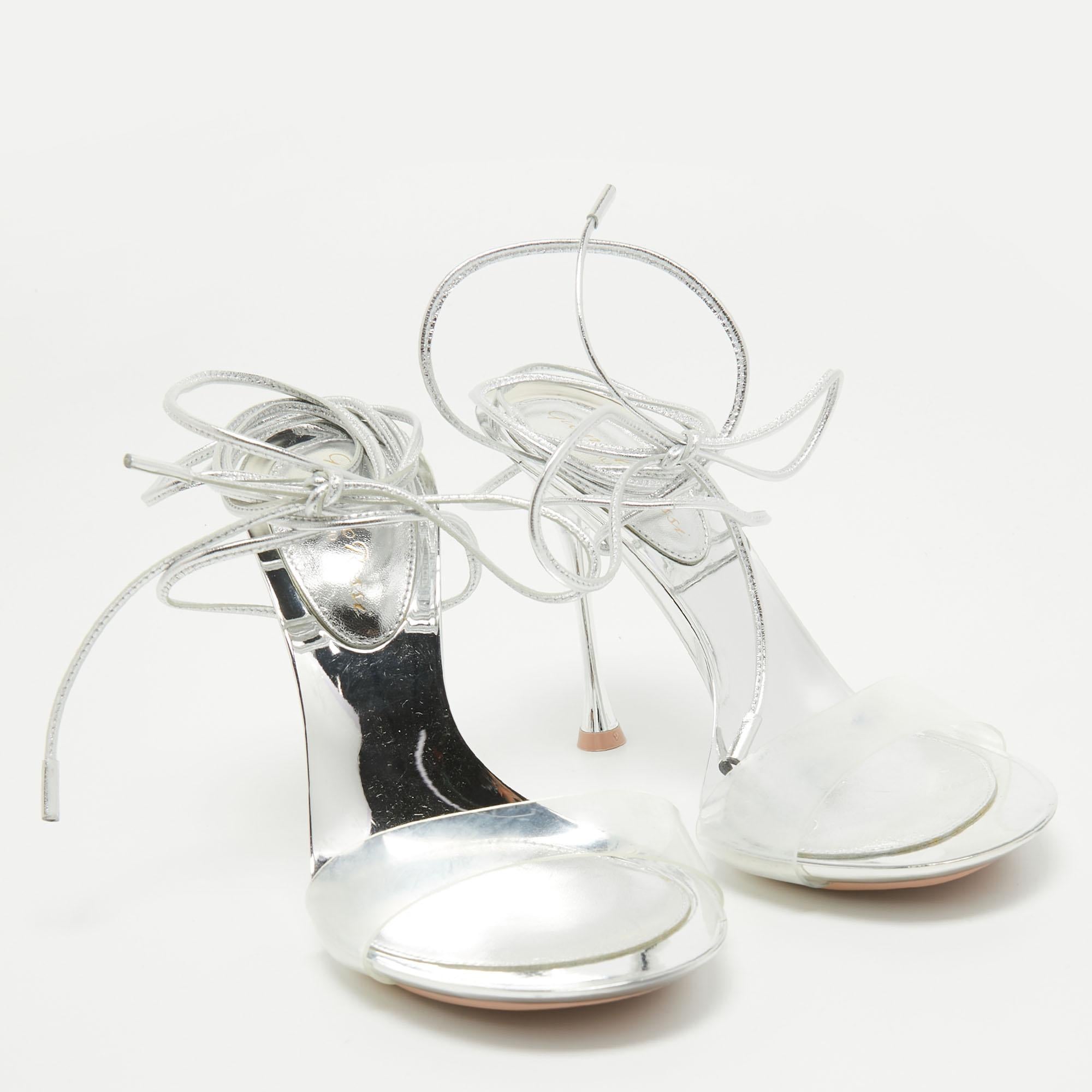 Gianvito Rossi Transparent PVC and Leather Spice Sandals Size 39.5 For Sale 5