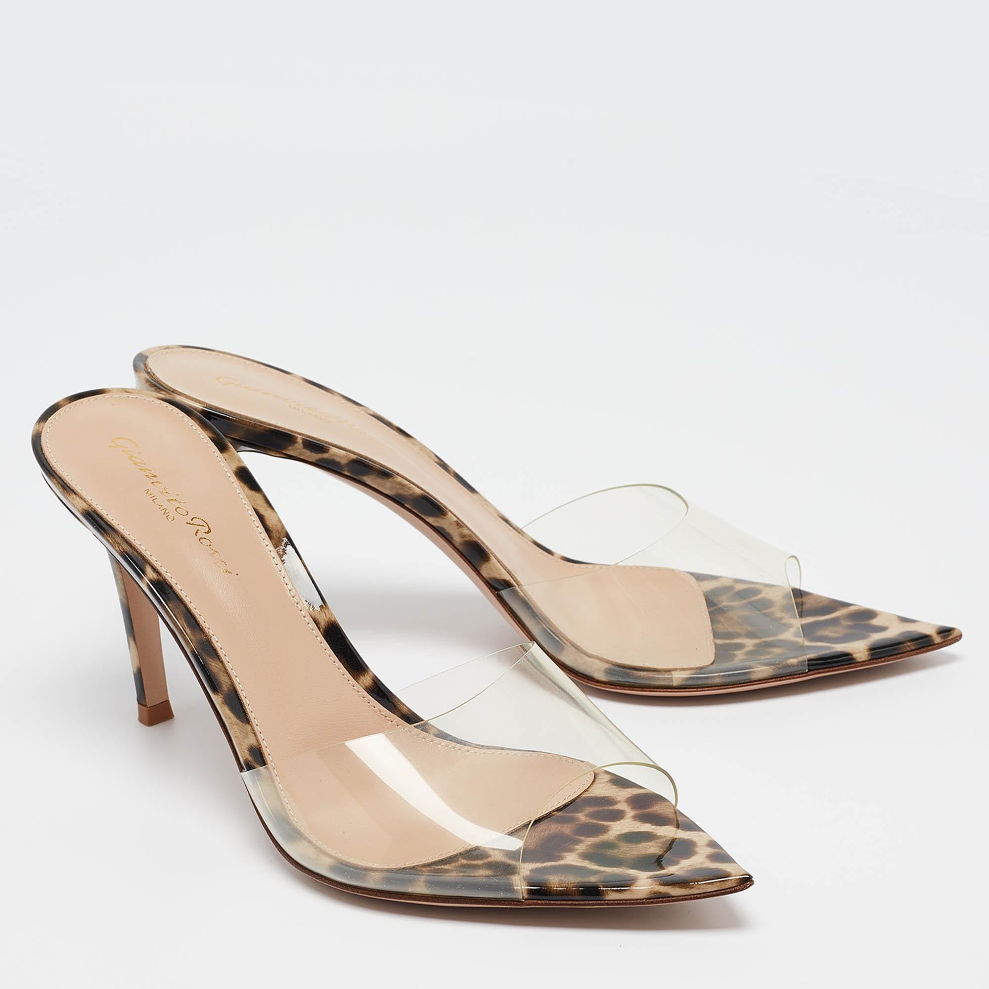 Women's Gianvito Rossi Transparent PVC Elle Slide Sandals Size 38.5 For Sale