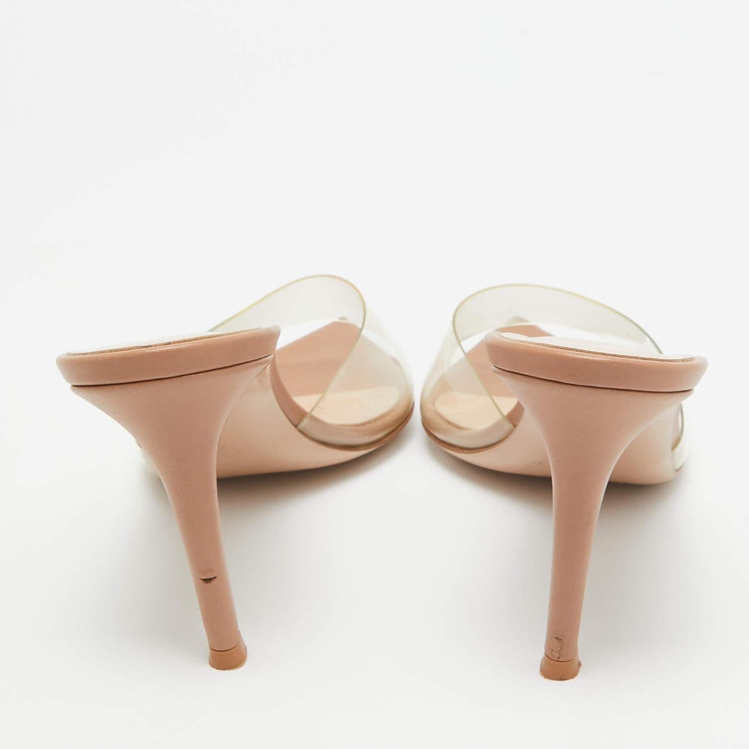 Gianvito Rossi Transparent PVC Elle Slide Sandals Size 38.5 For Sale 4