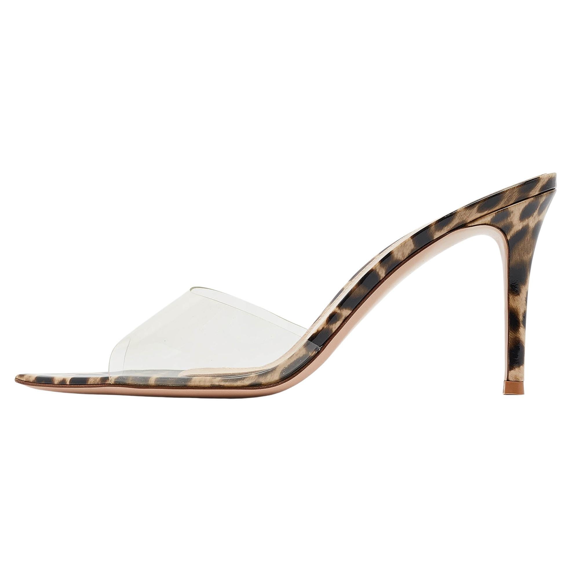 Gianvito Rossi Transparent PVC Elle Slide Sandals Size 38.5 For Sale