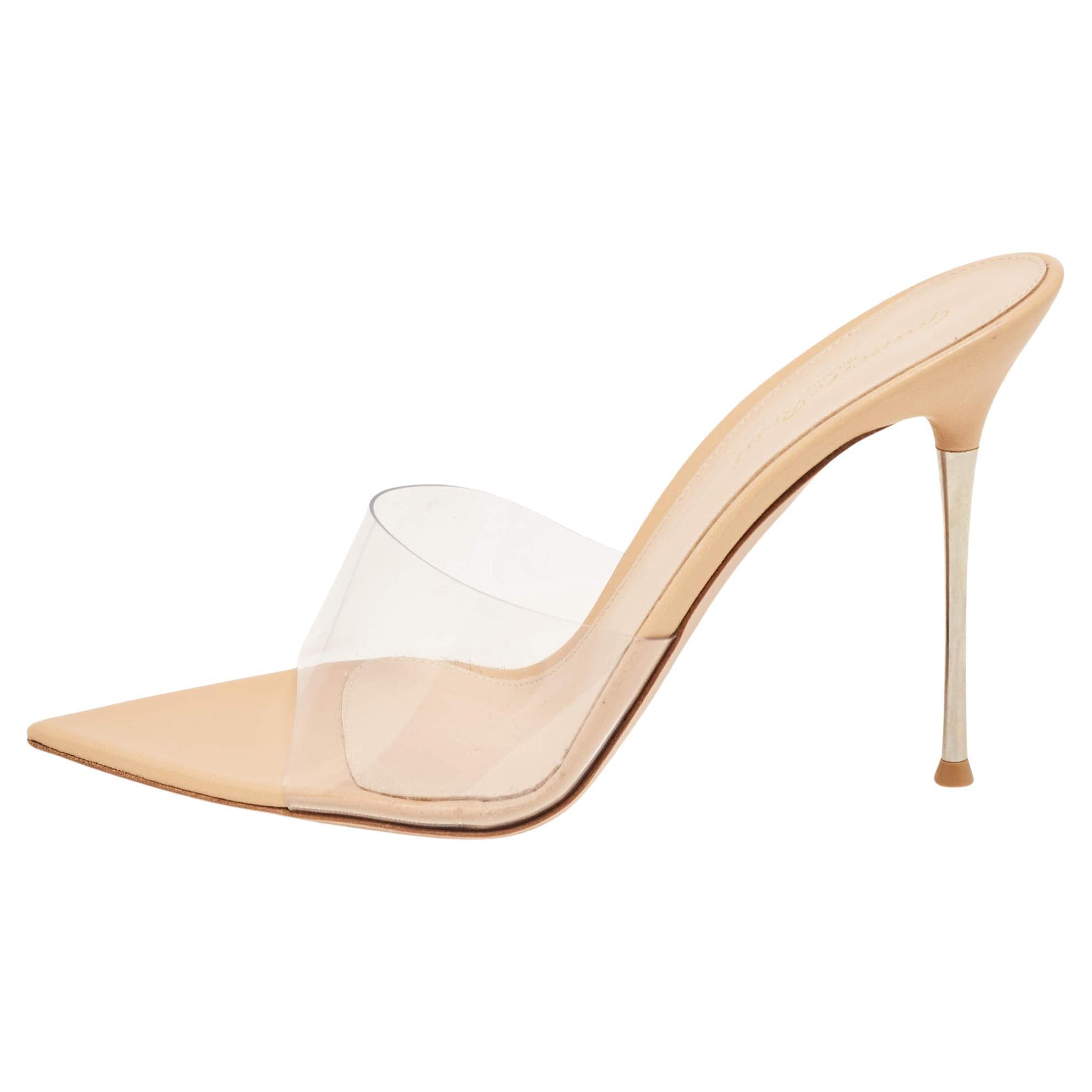 Gianvito Rossi Transparent PVC Elle Slide Sandals Size 41 For Sale