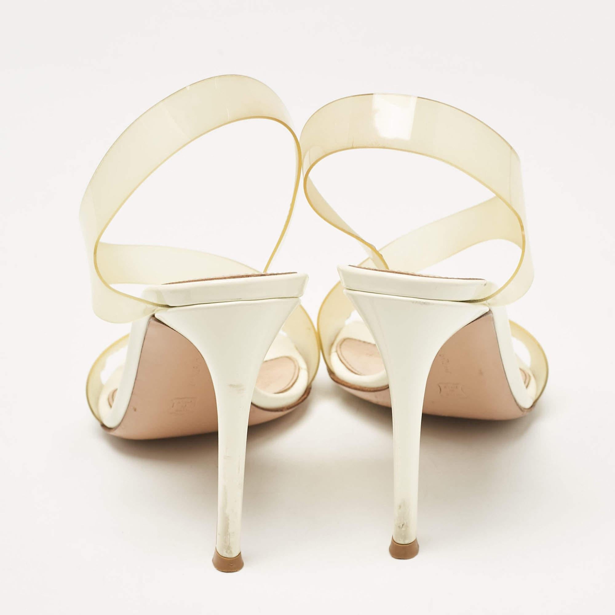 Women's Gianvito Rossi Transparent PVC Metropolis Ankle Strap Sandals Size 37