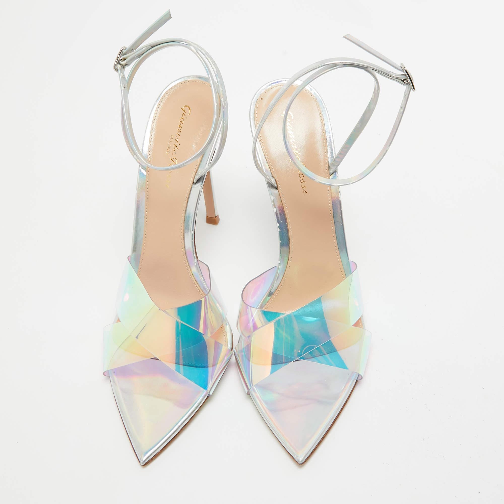 Gray Gianvito Rossi Transperent PVC Plexi Stark Slides Size 39 For Sale