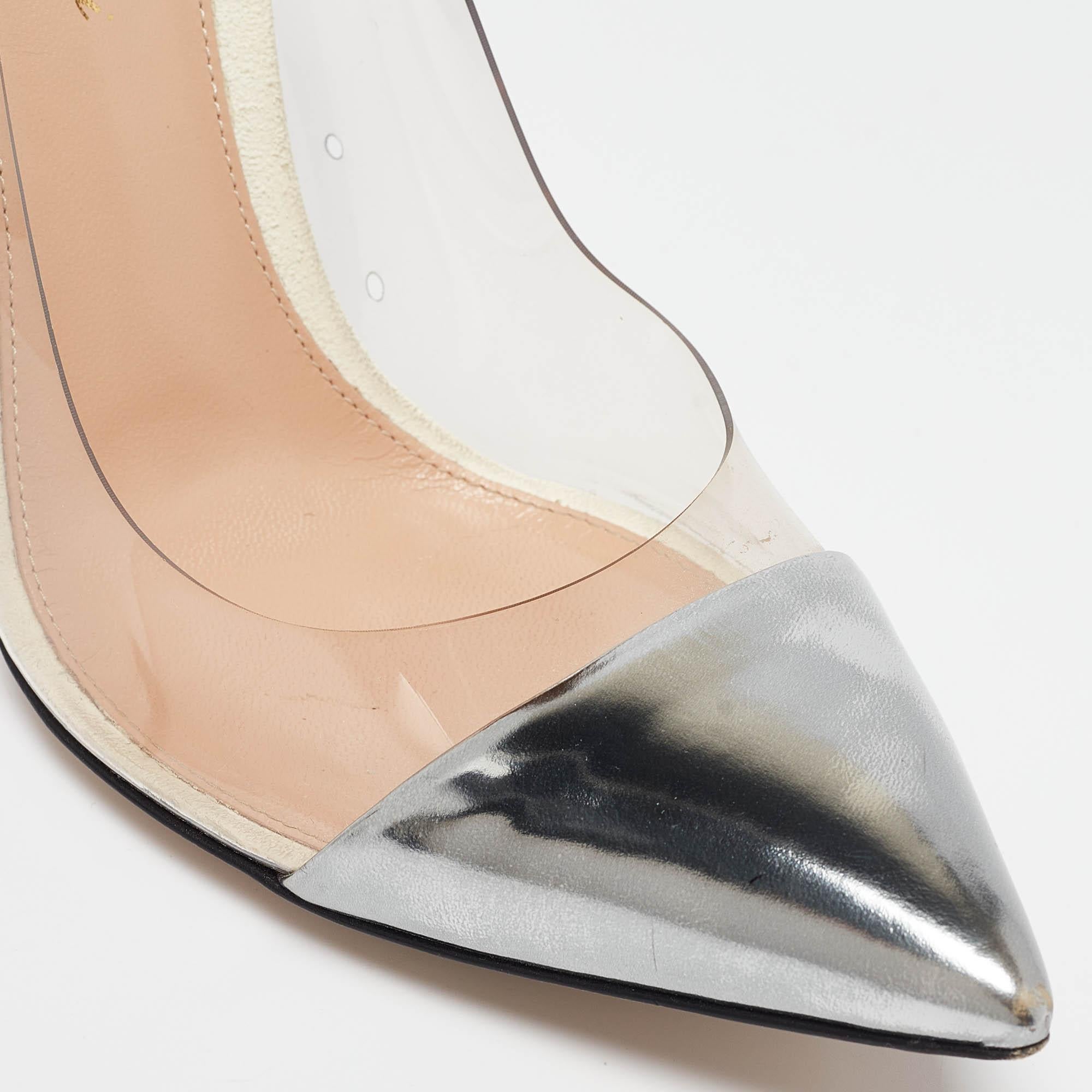 Gianvito Rossi Tricolor Suede and PVC Plexi Pumps Size 38 For Sale 2