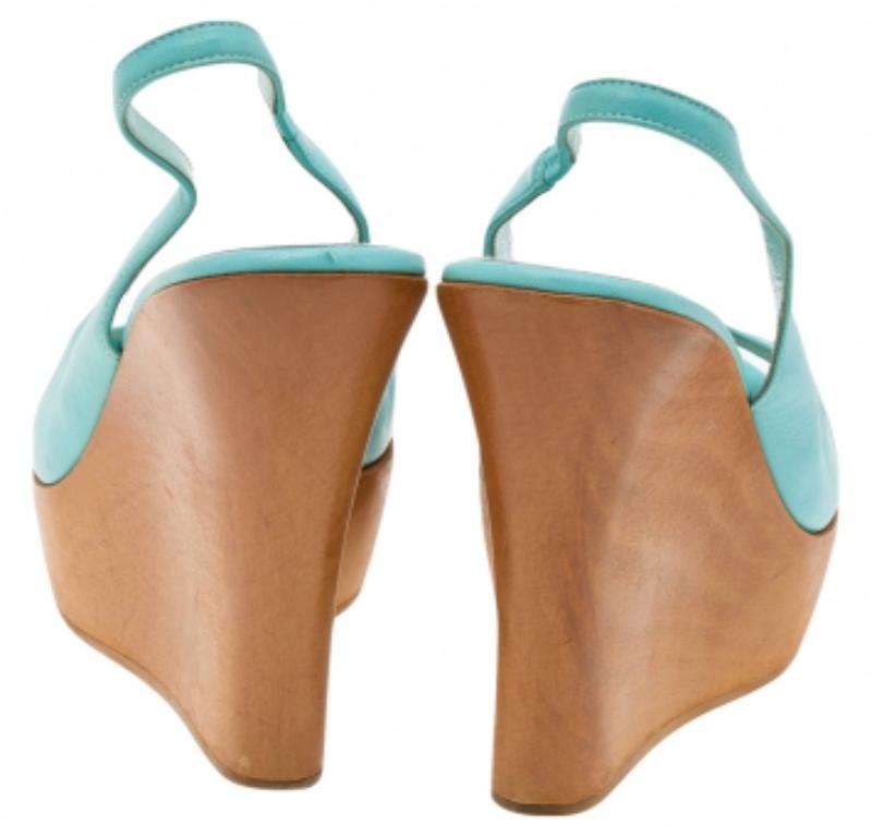 Marron Gianvito Rossi Sandales compensées à plateforme turquoise taille 38,5 en vente